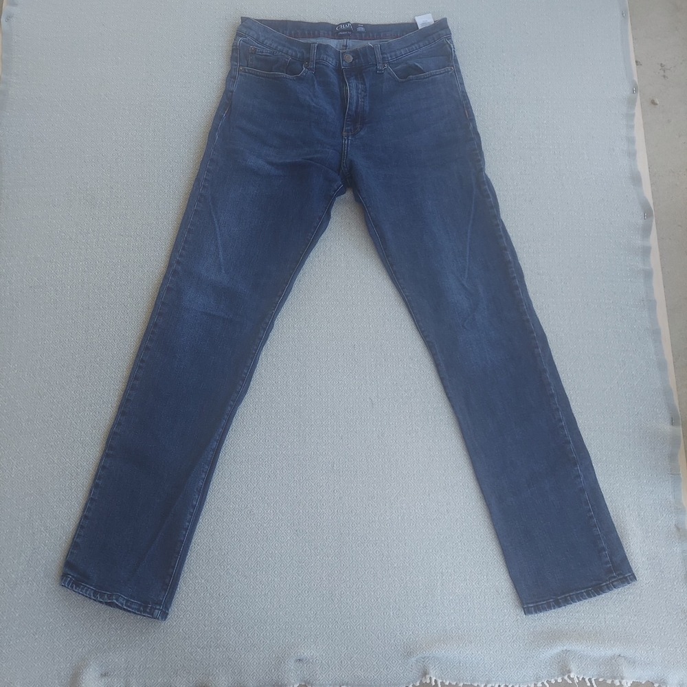 Chaps Jeans Mens 34x34 Blue Straight‎ Fit Dark Wash Denim Pants